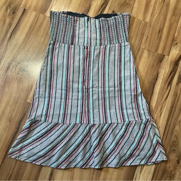 Y2K 2011 Roxy Strapless Mini Dress. Side Shirred Sweetheart Neckline-Boho Surf - Picture 2 of 8